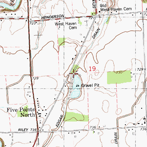 Topographic Map of Edgar Drain, MI