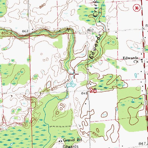 Topographic Map of Edwards Creek, MI
