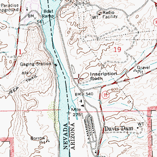 Topographic Map of Inscription Rock, AZ