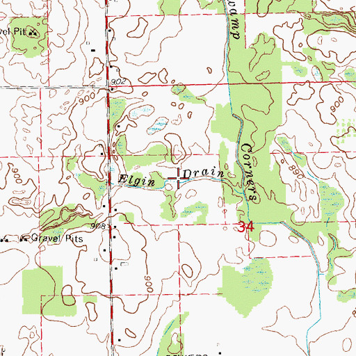 Topographic Map of Elgin Drain, MI
