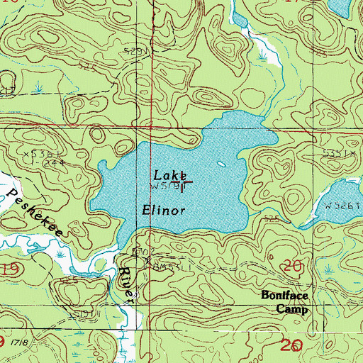 Topographic Map of Lake Elinor, MI
