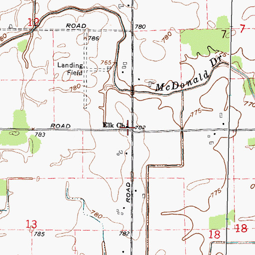 Topographic Map of Elk Church, MI