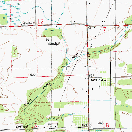 Topographic Map of Elm Creek Drain, MI