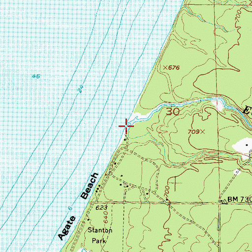 Topographic Map of Elm River, MI