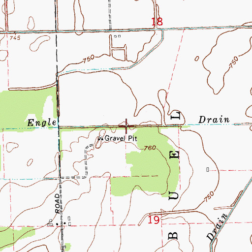 Topographic Map of Engle Drain, MI