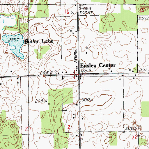 Topographic Map of Ensley Center, MI
