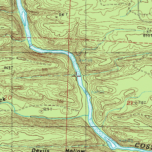 Topographic Map of Cow Creek Ford, AR