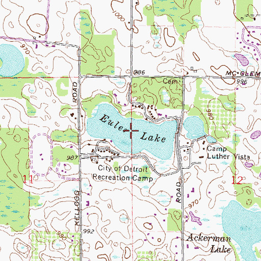 Topographic Map of Euler Lake, MI