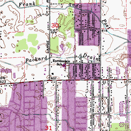 Topographic Map of Eurekadale School, MI