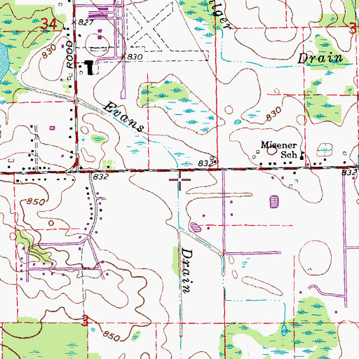 Topographic Map of Evans Drain, MI
