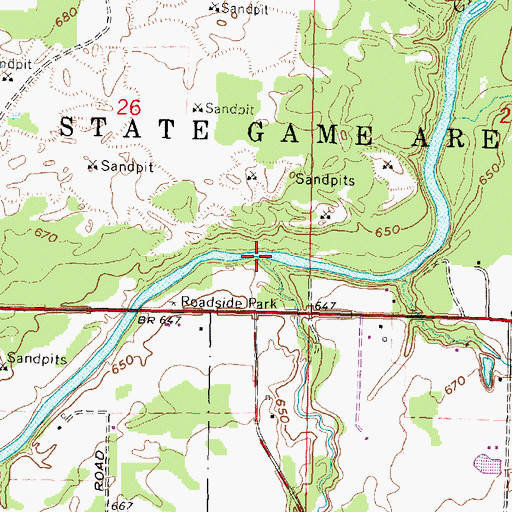 Topographic Map of Evergreen Creek, MI