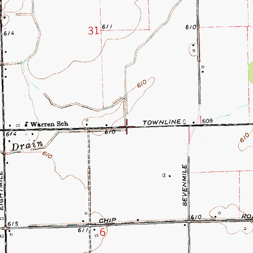 Topographic Map of Everson Drain, MI
