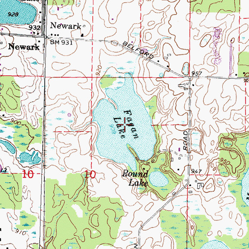 Topographic Map of Fagan Lake, MI