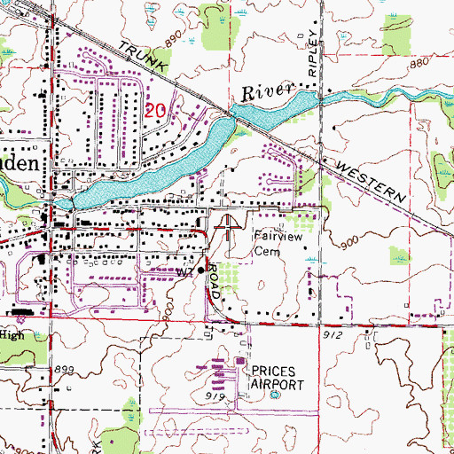 Topographic Map of Fairview Cemetery, MI