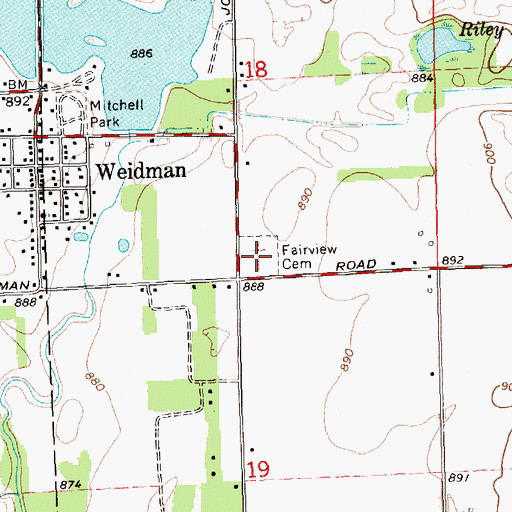 Topographic Map of Fairview Cemetery, MI