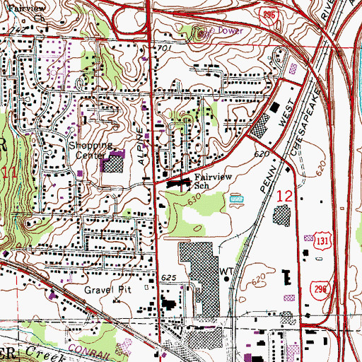 Topographic Map of Fairview School, MI