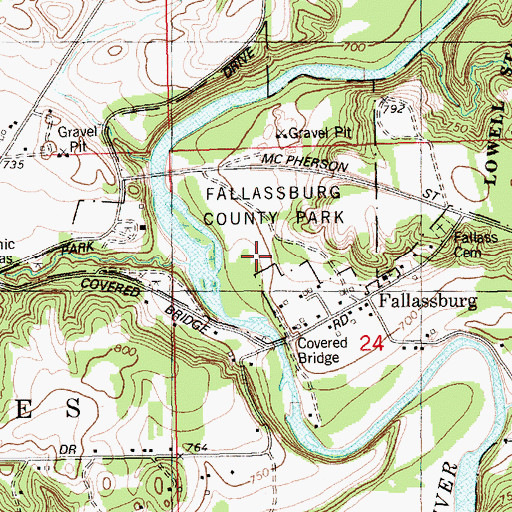 Topographic Map of Fallasburg County Park, MI
