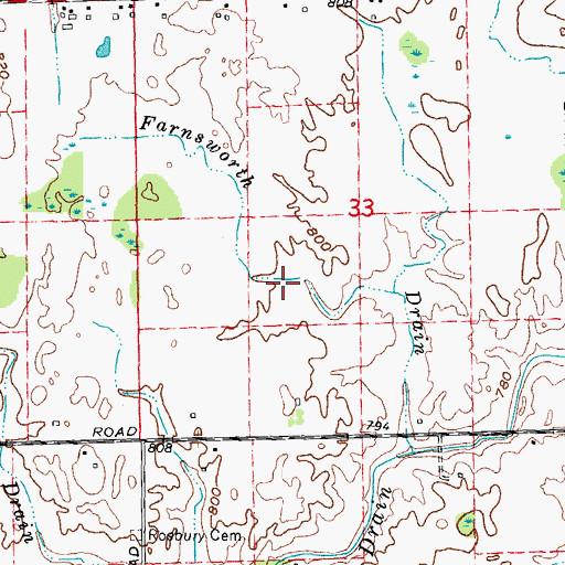 Topographic Map of Farnsworth Drain, MI
