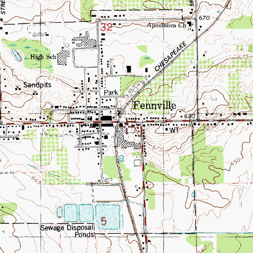 Topographic Map of Fennville, MI