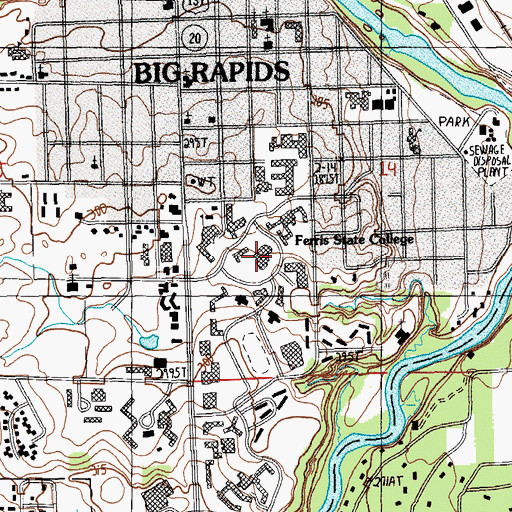 Topographic Map of Ferris State University, MI