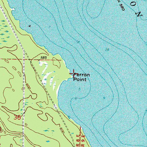 Topographic Map of Ferron Point, MI