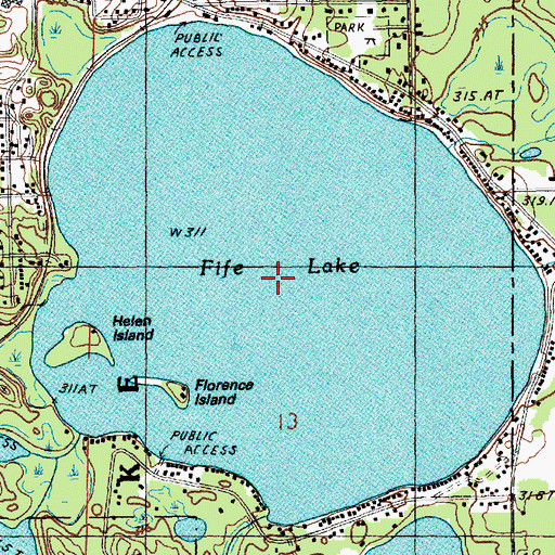 Topographic Map of Fife Lake, MI