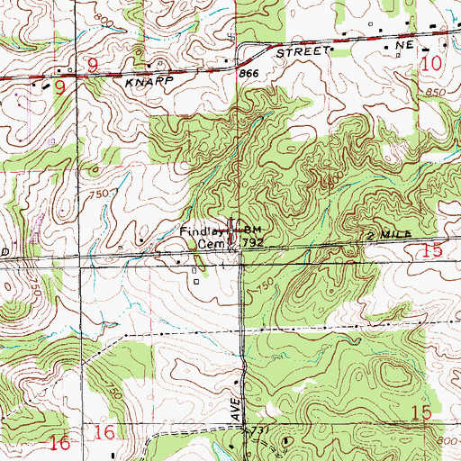 Topographic Map of Findlay Cemetery, MI