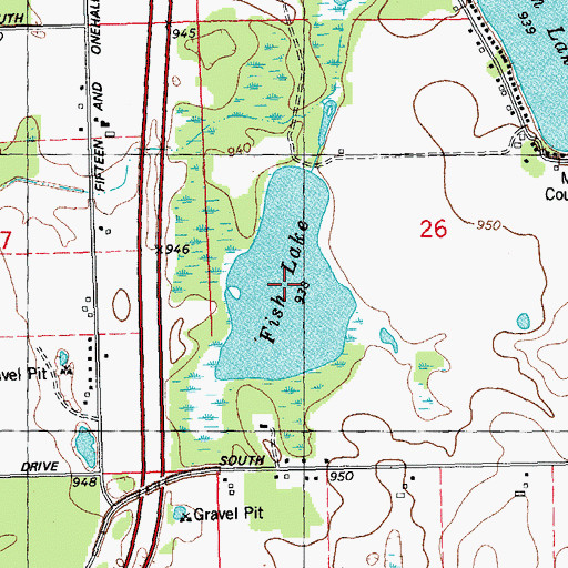 Topographic Map of Fish Lake, MI