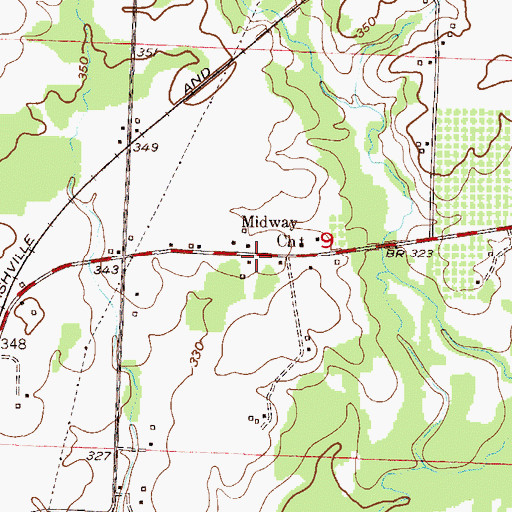 Topographic Map of Midway, AR