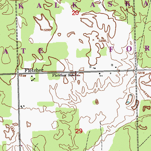 Topographic Map of Fletcher School, MI