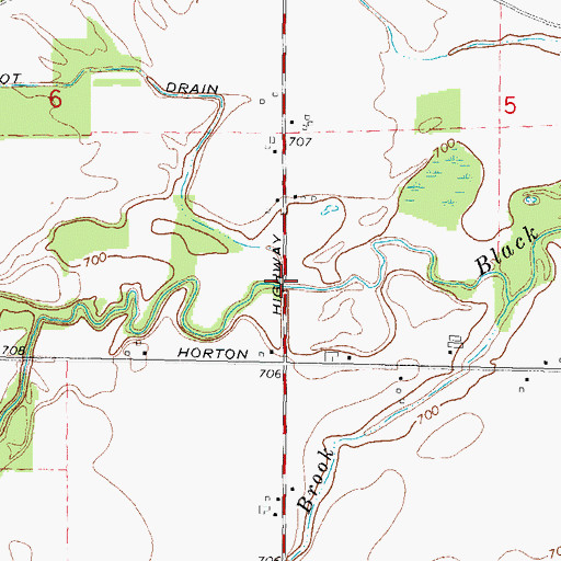 Topographic Map of Foot Drain, MI