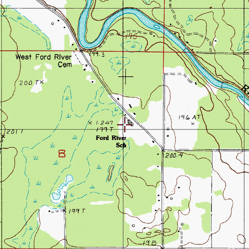 Topographic Map of Ford River School (historical), MI