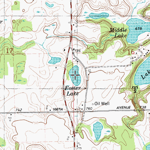 Topographic Map of Foster Lake, MI