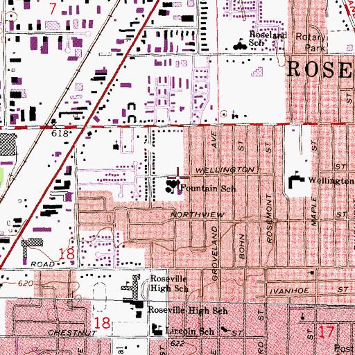 Topographic Map of Fountain School, MI