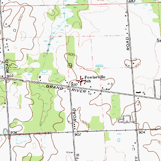 Topographic Map of Fowlerville Christian School, MI