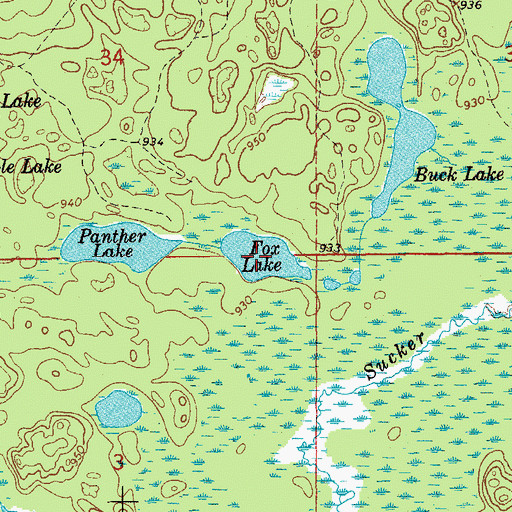 Topographic Map of Fox Lake, MI