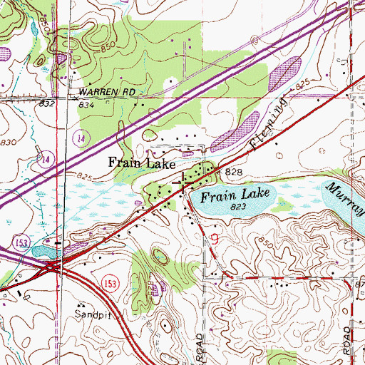 Topographic Map of Frain Lake, MI