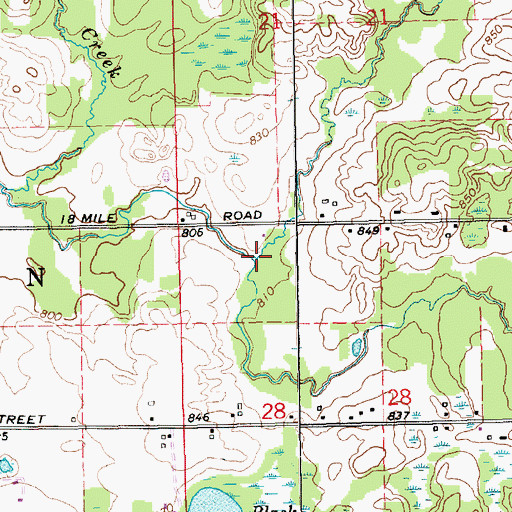 Topographic Map of Frost Creek, MI