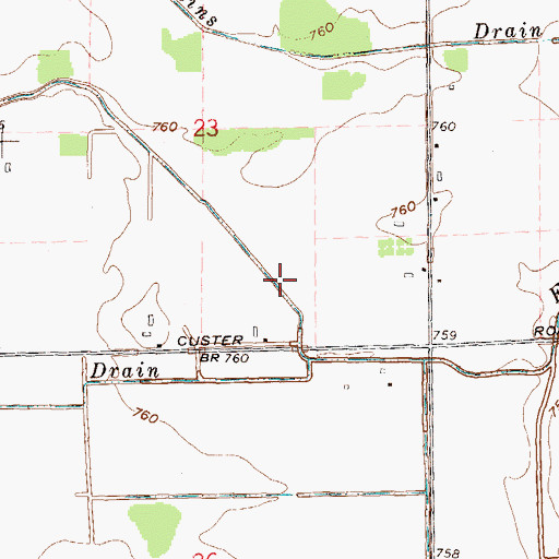 Topographic Map of Fye Drain, MI
