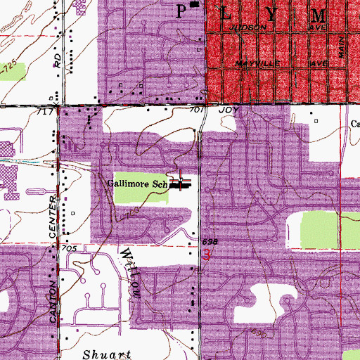 Topographic Map of Gallimore School, MI