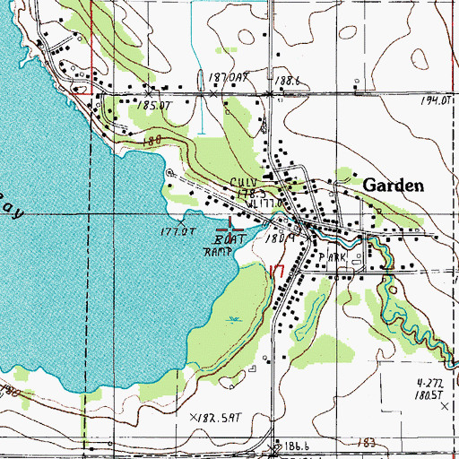 Topographic Map of Garden Creek, MI