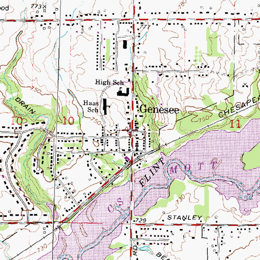 Topographic Map of Genesee, MI