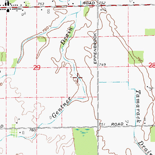 Topographic Map of Gentner Drain, MI