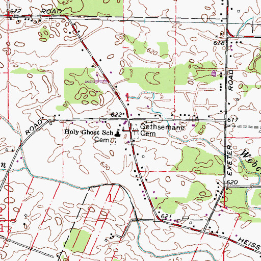 Topographic Map of Gethsemane Cemetery, MI