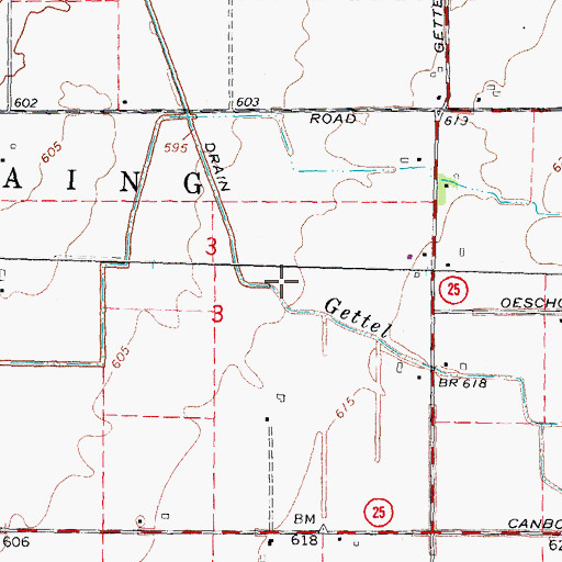 Topographic Map of Gettel Drain, MI