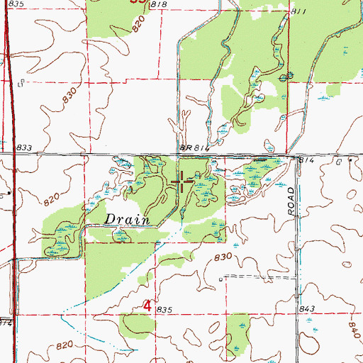 Topographic Map of Gibbard Drain, MI
