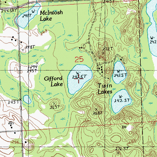 Topographic Map of Gifford Lake, MI