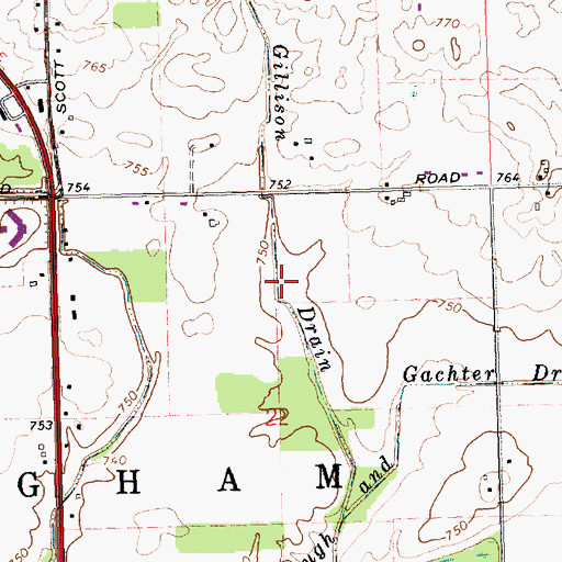 Topographic Map of Gillison Drain, MI