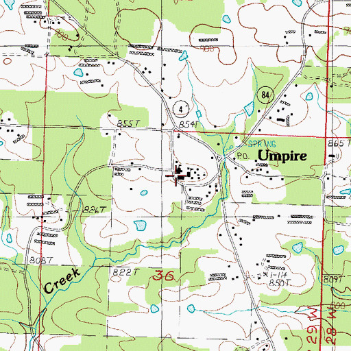Topographic Map of Umpire High School, AR