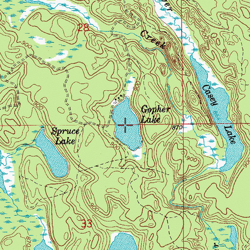 Topographic Map of Gopher Lake, MI